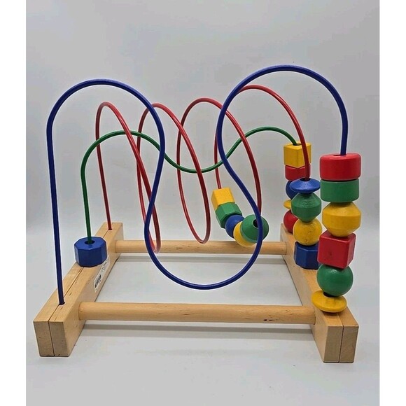 IKEA Wooden Circles Bead Maze Wire Roller Coaster Activity Puzzle 11x11x12" Toy - Picture 1 of 8